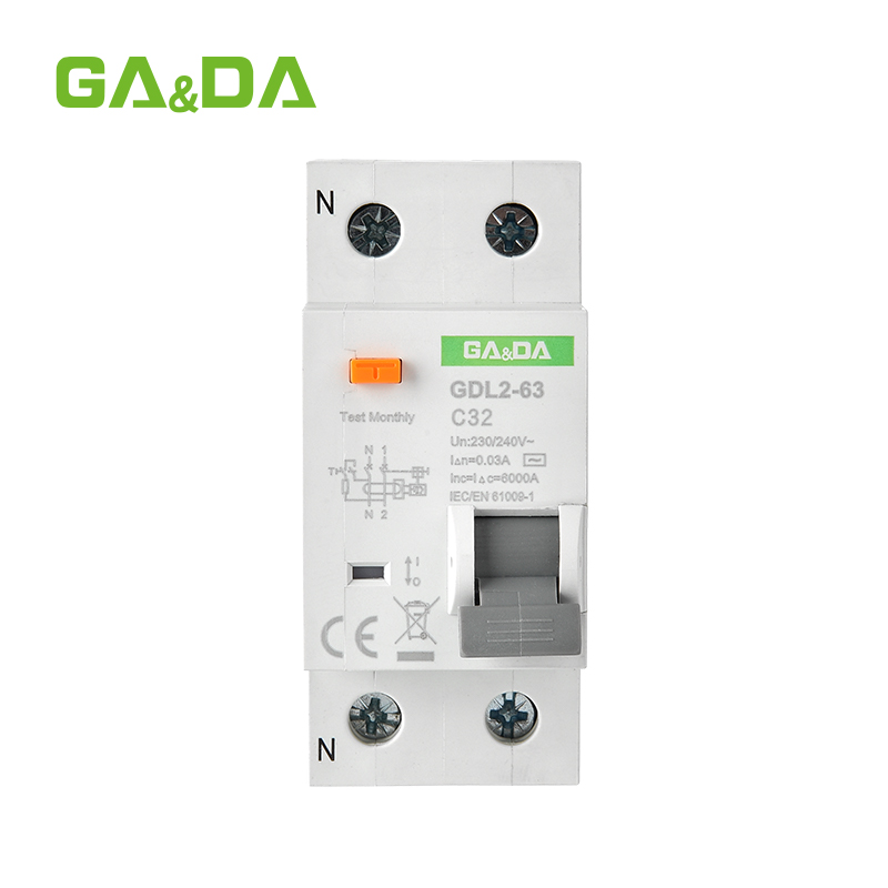 GDL2-40-C A-1P+N Residual Current Circuit Breaker with Overcurrent protection