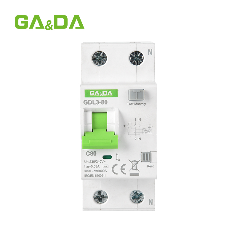 GDL3-80-C A-1P+N Residual Current Circuit Breaker with Overcurrent protection