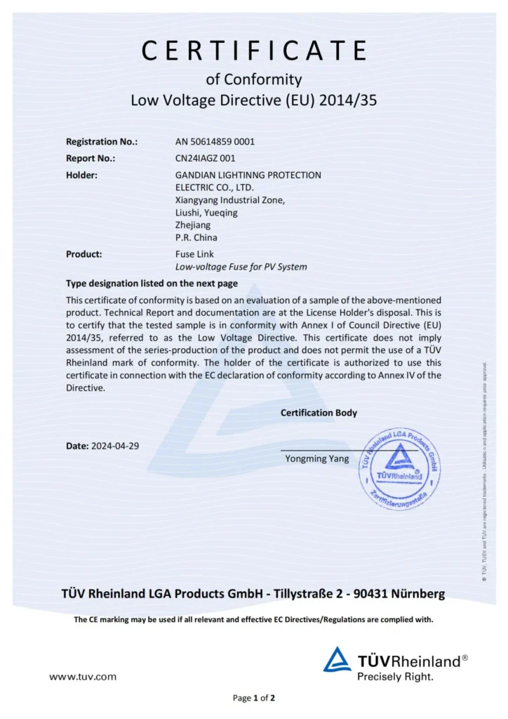 GD 10PV 8 32A TUV CE certificate_00