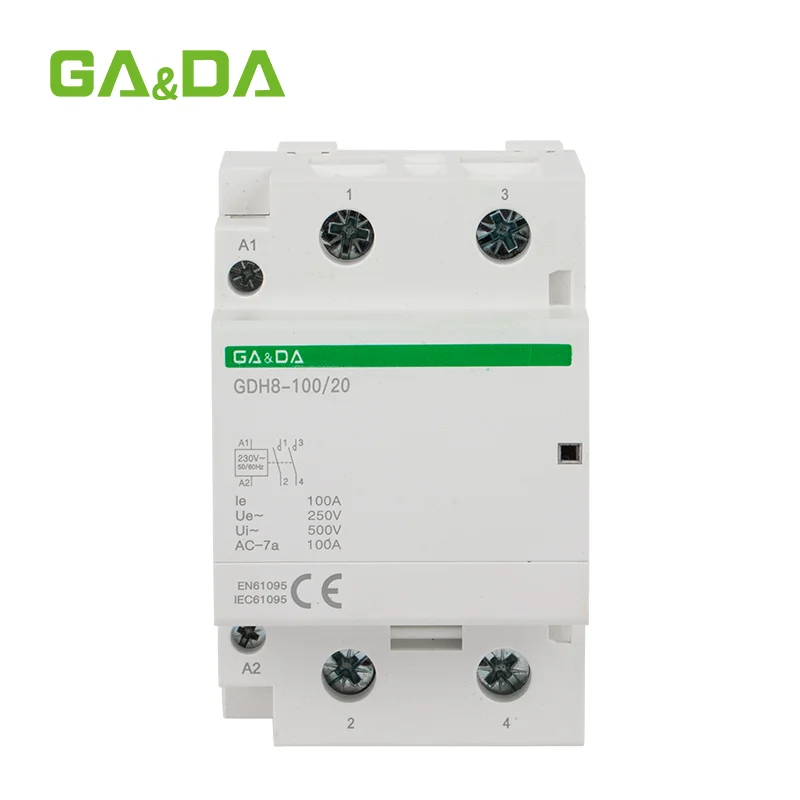 GA&DA GDH8-100 100A Modular AC Contactor 2P 4P DIN Rail Manufacturer
