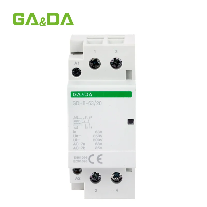 GA&DA GDH8-63 63A Modular AC Contactor 2P 3P 4P DIN Rail Manufacturer