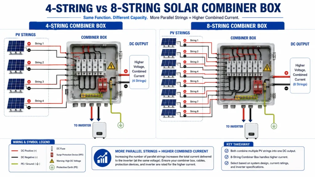 4 string vs 8 string solar combiner box