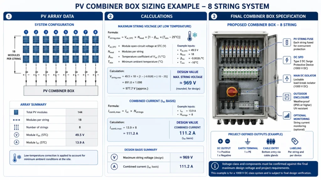 pv combiner box sizing example