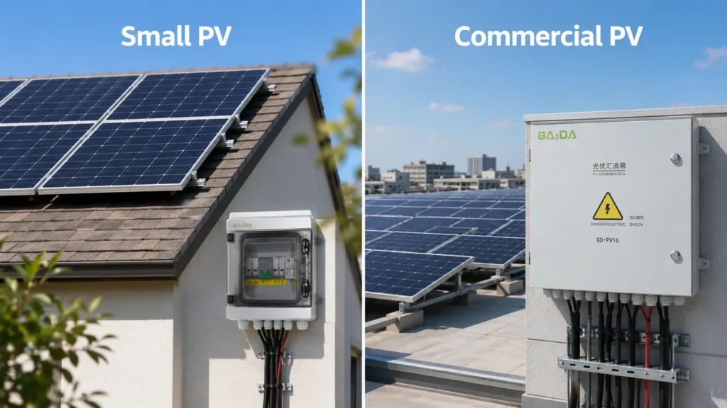 small vs commercial pv combiner box