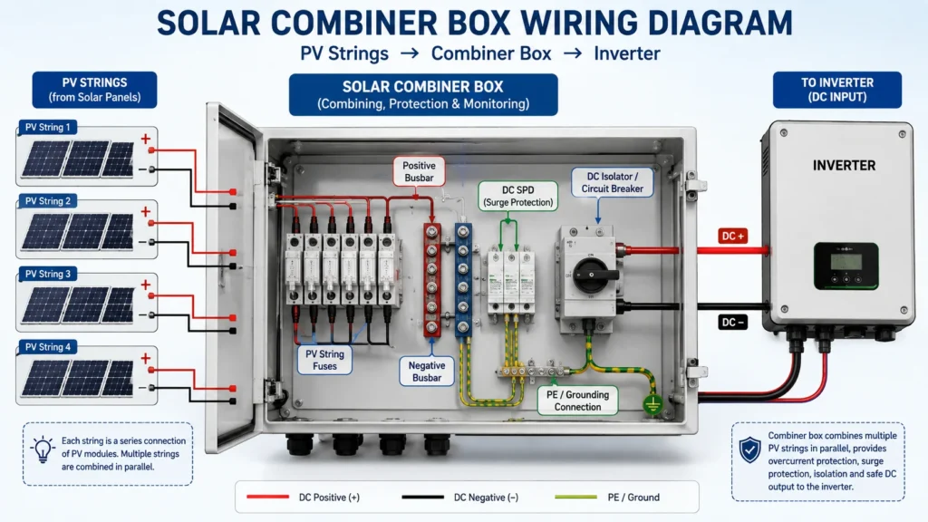 solar combiner box wiring diagram