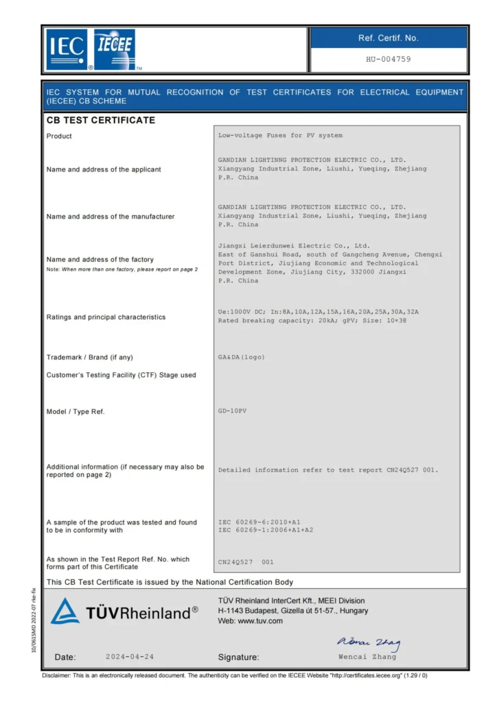 GD 10PV 8 32A CB certificate_00