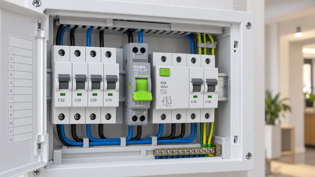 GA&DA manual transfer switch installed in a building distribution panel