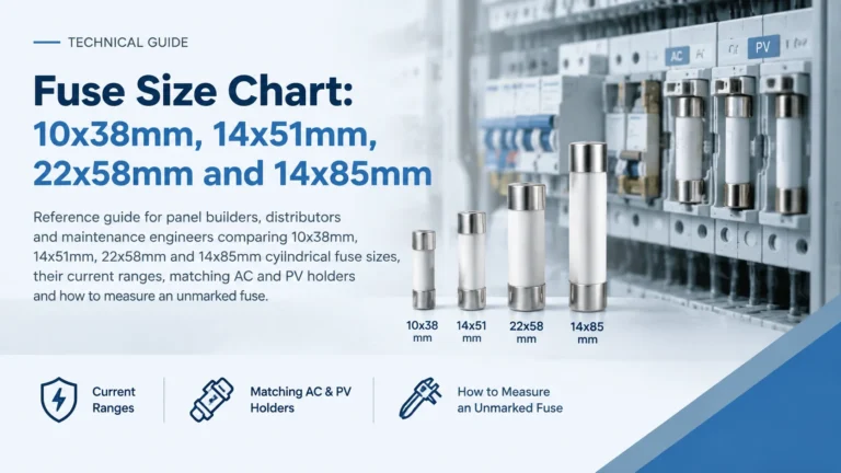 Fuse Size Chart: 10×38mm, 14×51mm, 22×58mm and 14×85mm