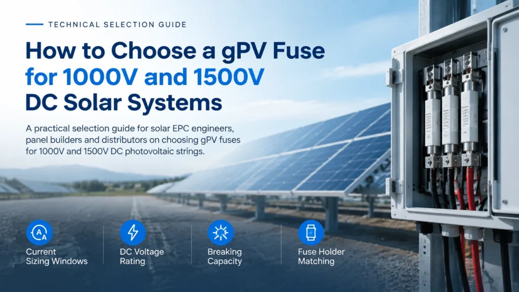 gPV fuse selection for 1000V and 1500V DC solar photovoltaic systems