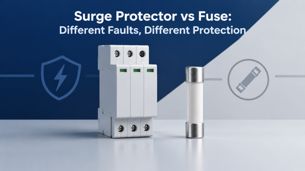 Conceptual surge protective device and cartridge fuse side by side