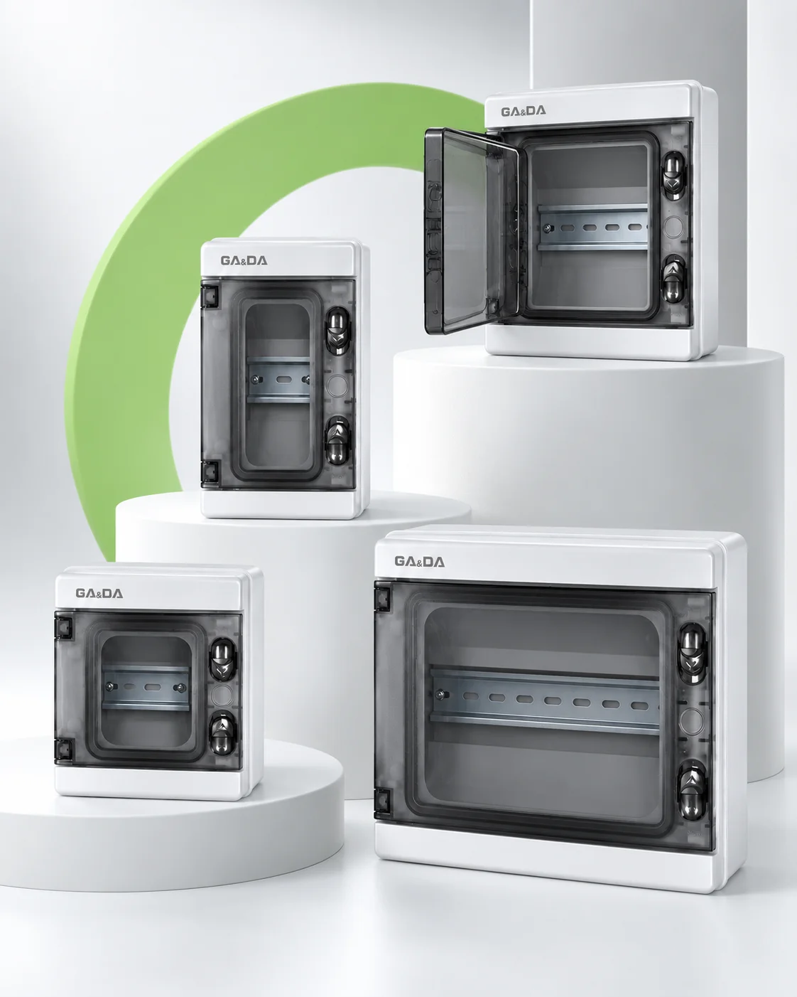 GA&DA multi-way plastic distribution boxes in several enclosure sizes