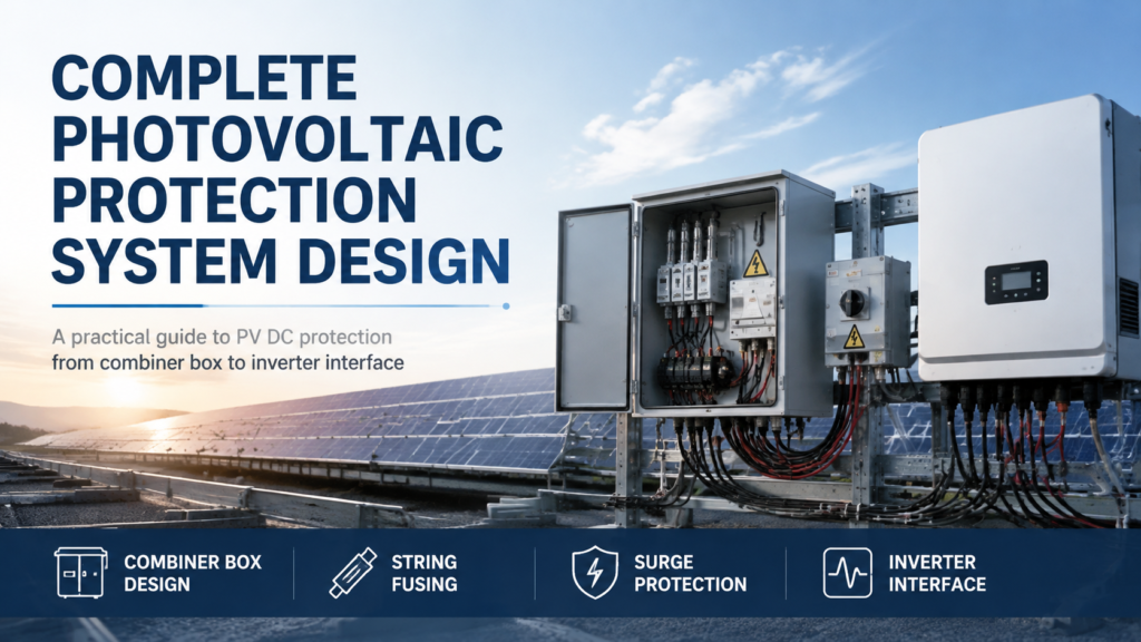 Photovoltaic DC protection chain from array through combiner box to inverter