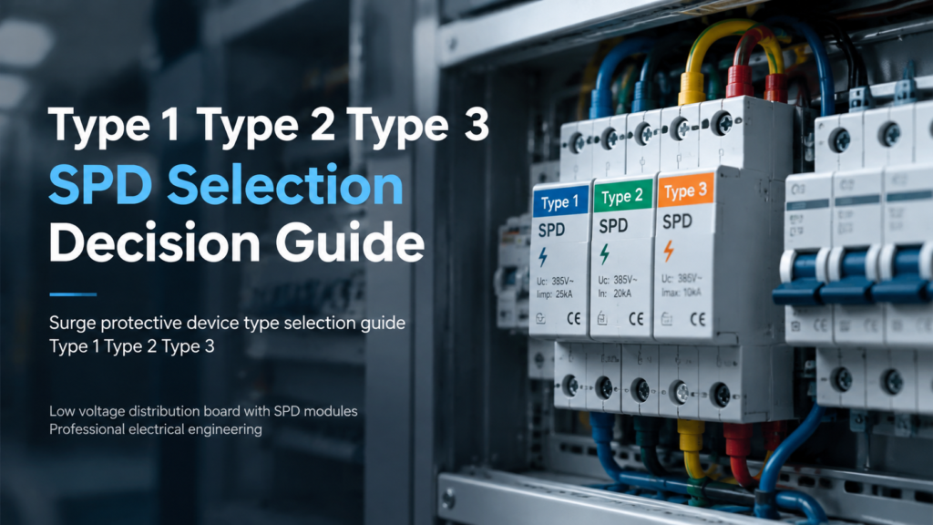 Type 1, Type 2 and Type 3 surge protective devices mounted in a low voltage distribution panel